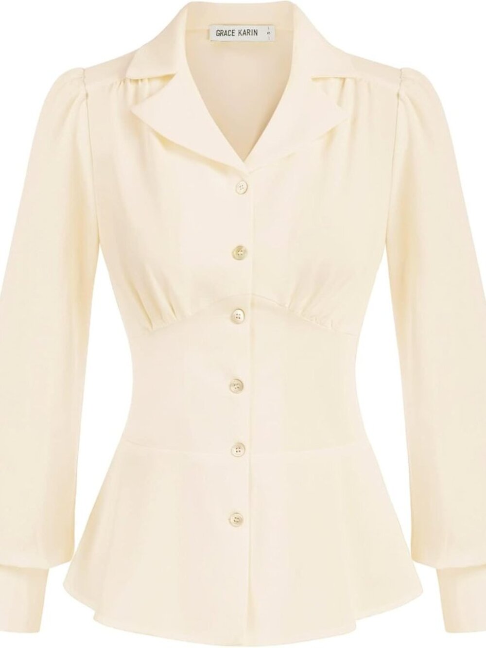 2026 Women's Long Sleeve Dressy Tops Peplum Button Blouses